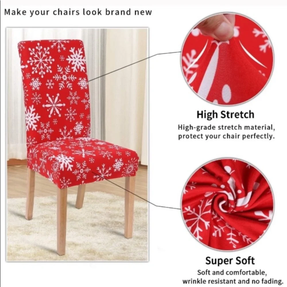 4 Pack Printed Dining Chair Covers Christmas